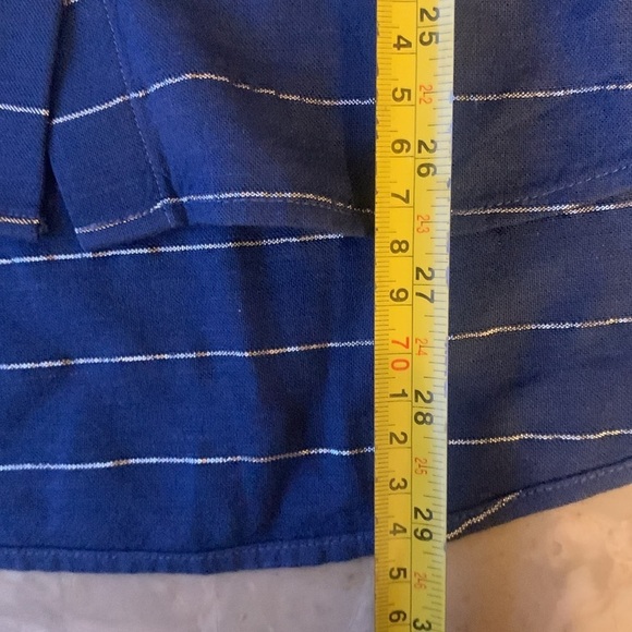 Cloth & Stone Navy Metallic Striped Linen Blend Button Down Shirt Size L - Picture 5 of 9